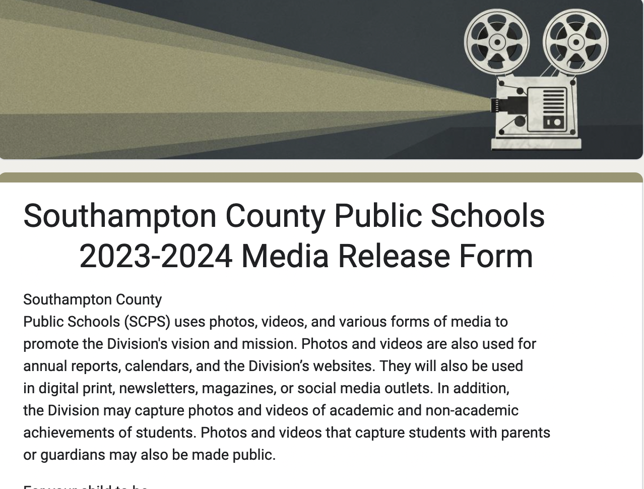  Parents- please complete the Media Release Form linked to this article. 